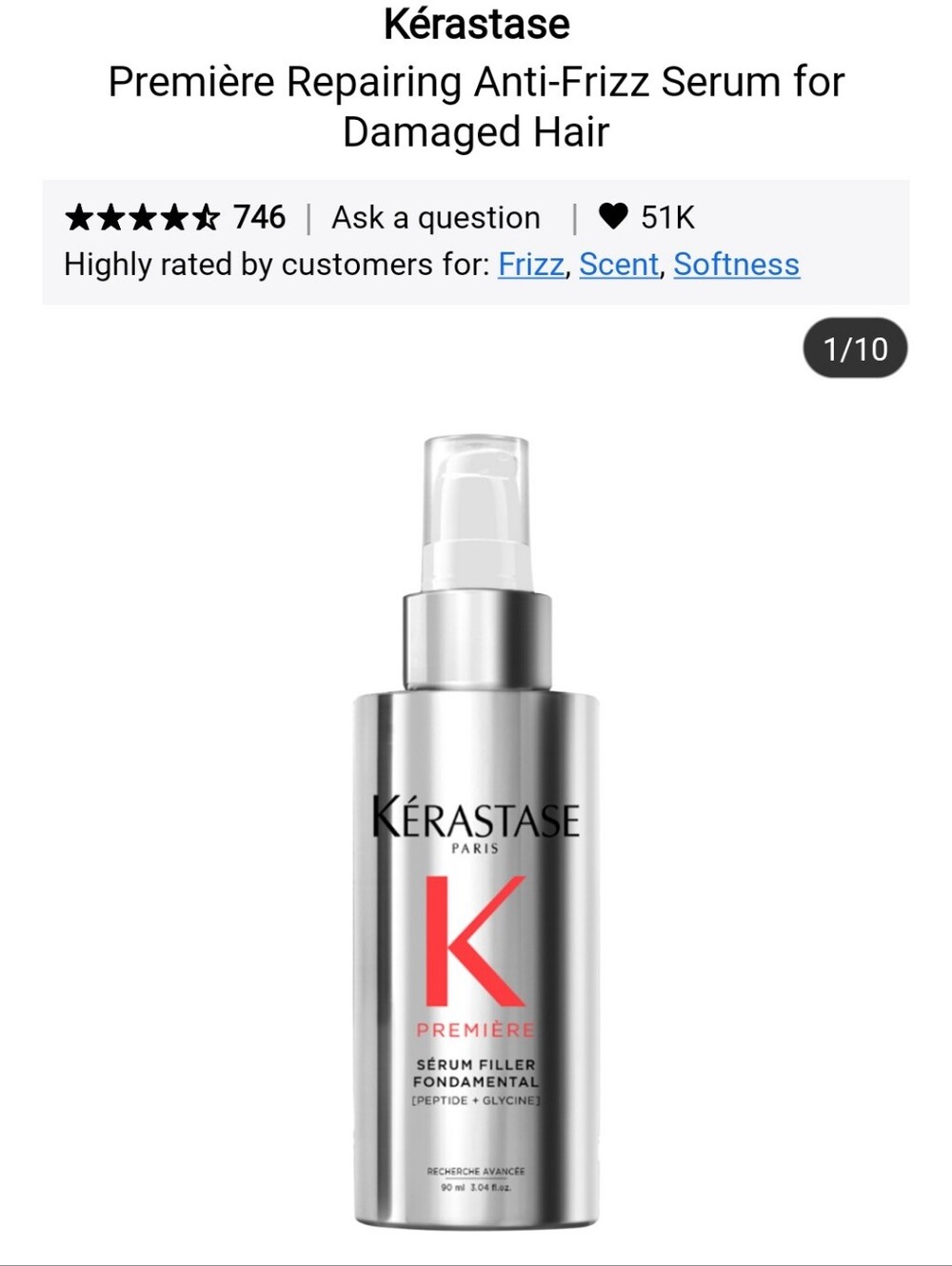 NIB KERASTASE PREMIERE REPAIRING ANTI FRIZZ FILLER SERUM - Picture 1 of 12